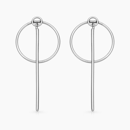 Rocco geometrické stříbrné náušnice bílé zlato panthera leo