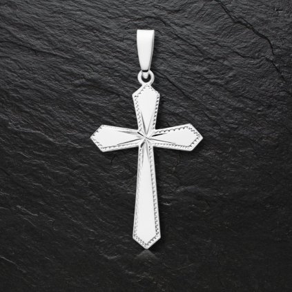 pánský stříbrný přívěsek gotický kříž