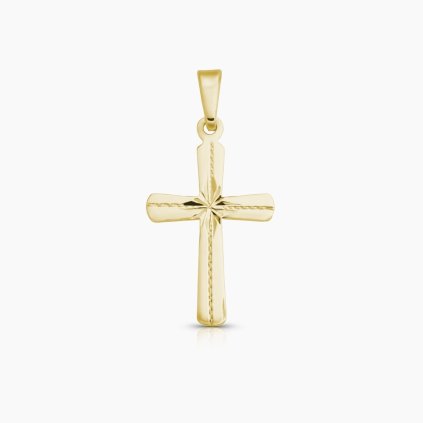 zlatý přívěsek malý zaoblený kříž s rytinou šperky panthera leo