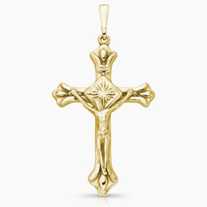 zlatý přívěsek Kříž s Kristem a Božím okem velký šperky panthera leo