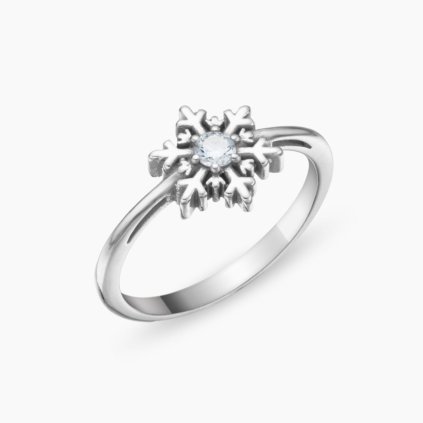 Stříbrný prsten sněhová vločka