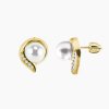 Harbor zlaté náušnice s perlami na šroubek ze strany šperky panthera leo