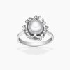 Maud stříbrný prsten s perlou panthera leo zezhora