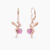 Fae náušnice víly s růžovými opály růžové zlato panthera leo ze strany