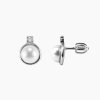 Thalia stříbrné náušnice s perlami na šroubek ze strany