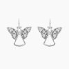 Anděl s kamínky stříbrné náušnice na klapku zepředu