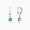 Lyra Stříbrné náušnice s modrými zirkony francouzský kroužek