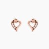 Aimee náušnice srdíčka s kamínky růžové zlato na šroubek šperky panthera leo