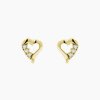 Aimee zlaté náušnice srdíčka s kamínky na šroubek šperky panthera leo
