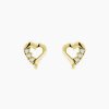 Aimee zlaté náušnice srdíčka s kamínky na šroubek šperky panthera leo
