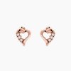 Aimee náušnice srdíčka s kamínky růžové zlato na šroubek šperky panthera leo