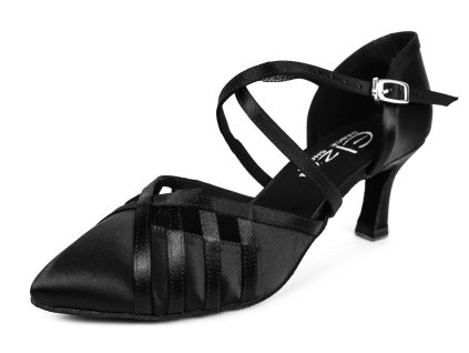 Pantofi de dans pentru femei Elza - 124 satin negru 6,5 cm Flare