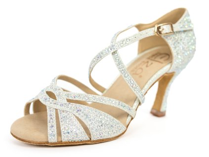 Pantofi de dans pentru femei Elza - 919 brocart alb 7,5 cm Flare