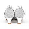 Pantofi de dans pentru femei Botan BS-5 argintiu 4 cm Cuban