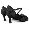 Pantofi de dans pentru femei Elza - 124 brocart negru 6,5 cm Flare