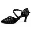 Pantofi de dans pentru femei Elza - 124 satin negru 6,5 cm Flare