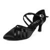 Pantofi de dans pentru femei Elza - 124 satin negru 6,5 cm Flare