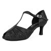 Pantofi de dans pentru femei Elza - 775 negru 6,5 cm Flare