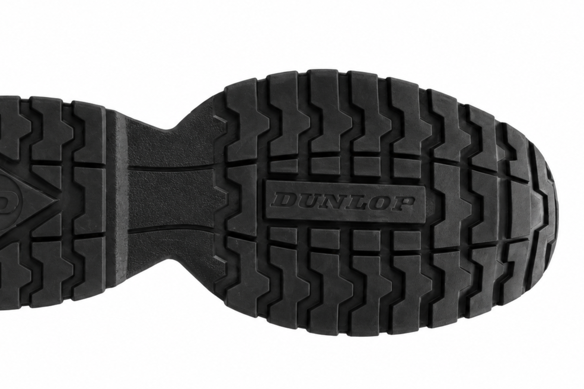 Detail PU pryžové podešve bezpečnostní polobotky Dunlop Arrow All Black S3