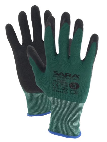 Rukavice máčené v latexu POLYGREEN