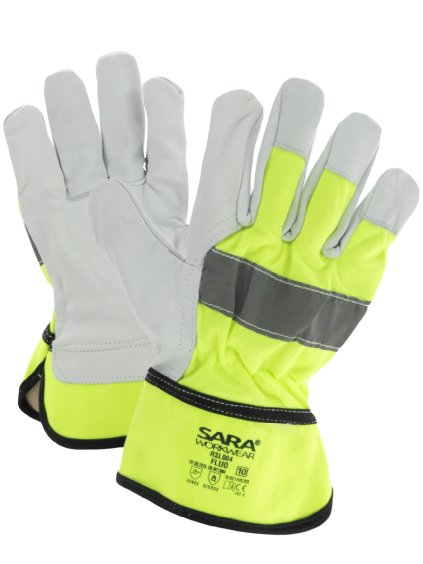Kožené rukavice FLUO kombinované