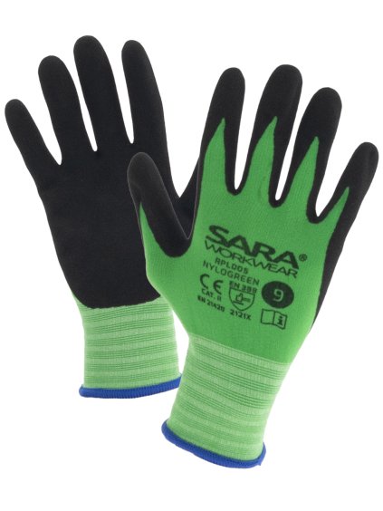 Rukavice máčené v latexu NYLOGREEN