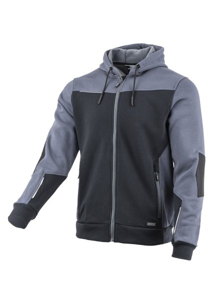 Rozepínací mikina s kapucí COMFORT PLUS šedá / černá