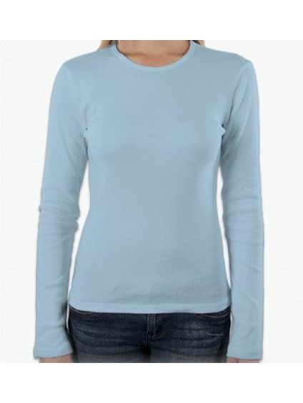 Tričko dámské bavlněné dl. rukáv světle modré
