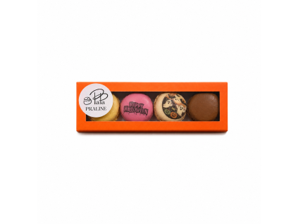 Halloweenské makronky Duchový box – 4 ks