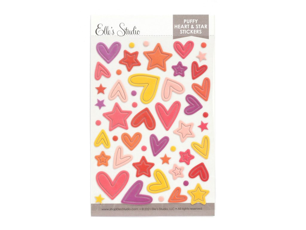 Puffy heart & star stickers warm - Paperilla