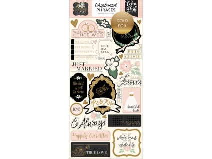 WD181022 Wedding Day Chipboard Phrases Gold Foiled 82877.1546870168.1000.1000