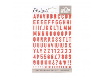 Elles Studio February 2020 Coral Puffy Alphabet Stickers