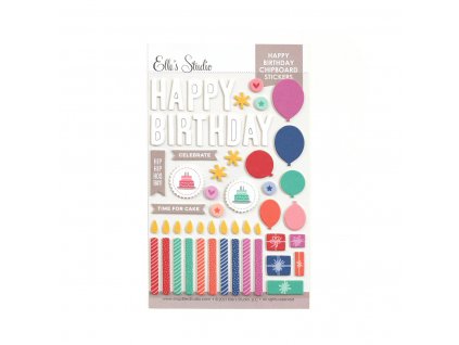 Elles Studio March 2021 Happy Birthday Chipboard Stickers