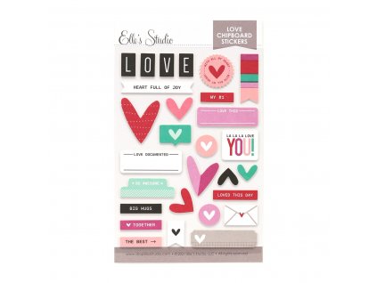 Elles Studio January 2022 Love Chipboard Stickers