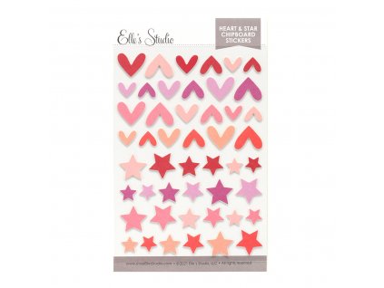 Elles Studio January 2022 Heart and Star Chipboard Stickers