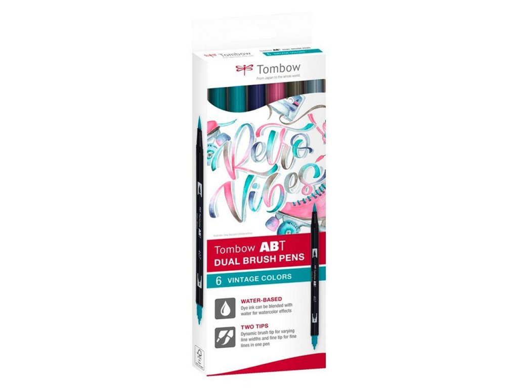 tombow dual brush pen sada 6ks vintage colours