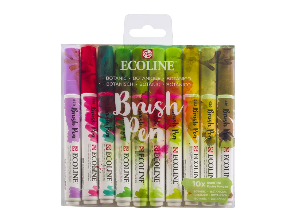 akvarelove stetcove fixy ecoline brush pen botanic sada 10ks 1