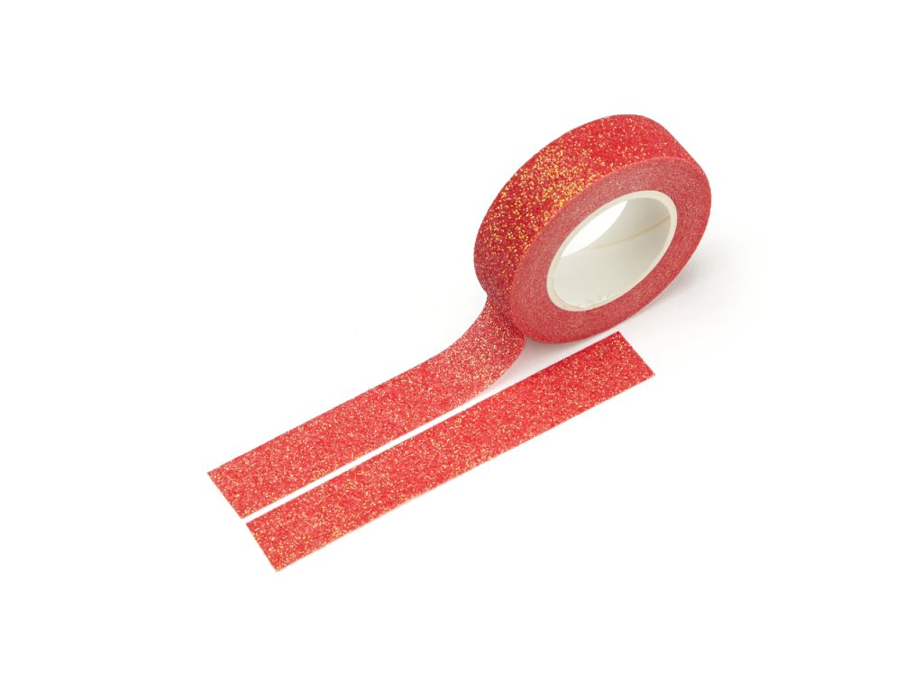 Washi páska - Světle červená (třpytivá)