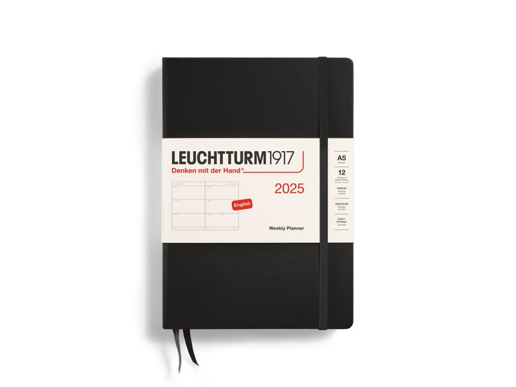 tydenni diar 2025 leuchtturm1917 medium hardcover a5 black