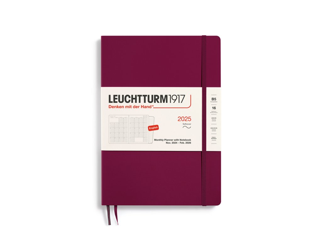 16 mesicni diar 2025 teckovany zapisnik leuchtturm1917 composition b5 softcover port red