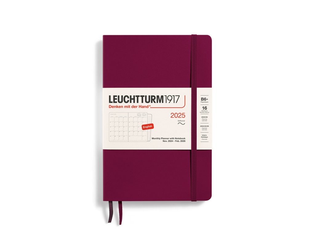 16 mesicni diar 2025 teckovany zapisnik leuchtturm1917 paperback b6 softcover port red