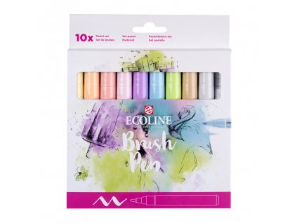 akvarelove stetcove fixy ecoline brush pen pastel sada 10ks