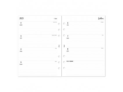 Kalendář 2023, týden/2 stranu, horizontální linkovaný Fleppi - náplň do diáře
