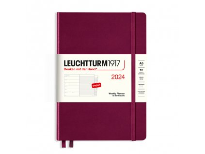 tydenni diar 2024 zapisnik leuchtturm1917 medium hardcover a5 port red