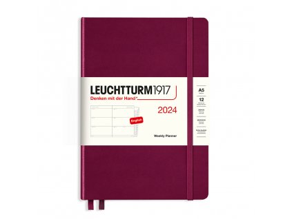 tydenni diar 2024 leuchtturm1917 medium hardcover a5 port red