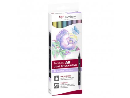 tombow dual brush pen sada 6ks pastel colours
