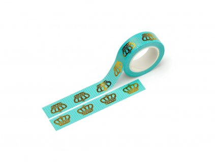 3506 washi paska mint korunky zlata folie