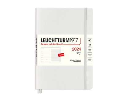 tydenni diar 2024 zapisnik leuchtturm1917 medium softcover a5 light grey