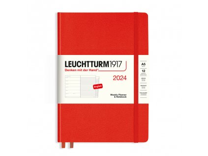tydenni diar 2024 zapisnik leuchtturm1917 medium hardcover a5 fox red