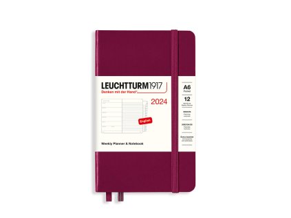 tydenni diar 2024 zapisnik leuchtturm1917 pocket a6 hardcover port red